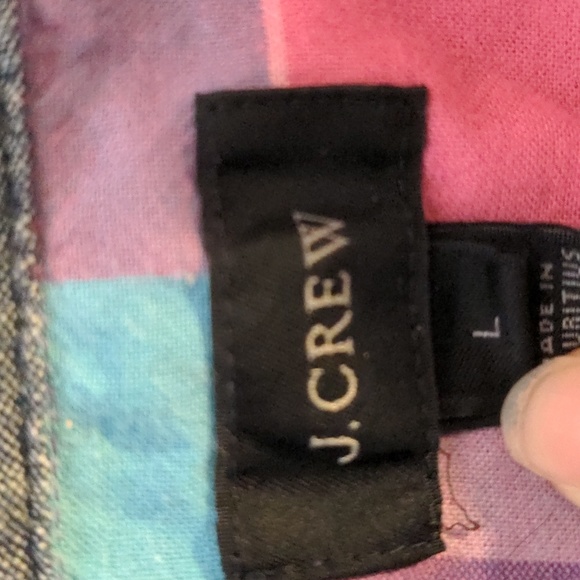 JCrew Size L Colorful Plaid Print Short Sleeve Shirt - Picture 6 of 8